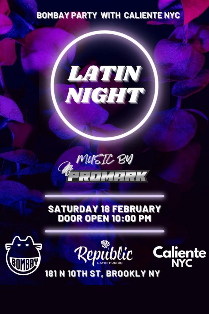 latin night Feb 18 flyer